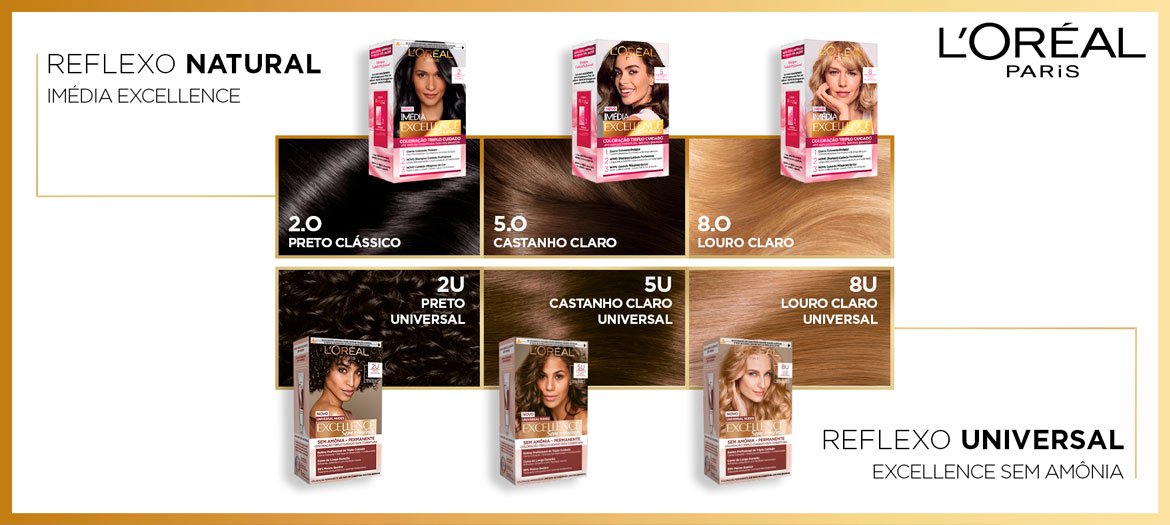 Tabela de cores de cabelo: Imédia Creme vs Excellence Sem Amônia